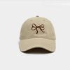 Korean Bow Embroidered Baseball Cap for Women In Spring and Summer Sweet and Cute Soft Top Sun Protection Baseball Cap Showing Small Face