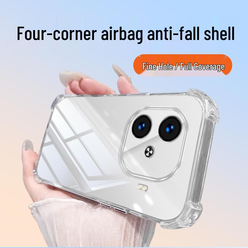 Compatible with iQOO Z9, Z9x, Z9 Turbo, Z9 Turbo+ Transparent Phone Case with Airbag Corners for Drop Protection. iQOO Z9 Turbo+ прозрачный