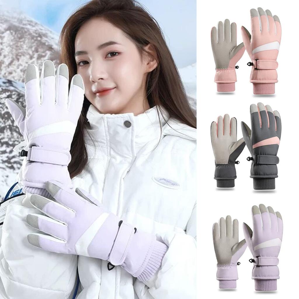 Clape Handschuh Fahrrad Winter Herrenhandschuhe Kältebeständig Winddicht Wasserdicht Rutschfest Radhandschuhe Verstellbarer Bund 2 Farben Unisex C-ST06-M/Weiß