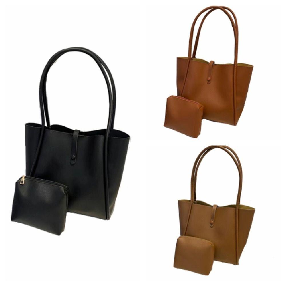 French Style PU Leather Shoulder Bag Simple Casual New Design Tote Bag Retro Underarm Bag  Travel