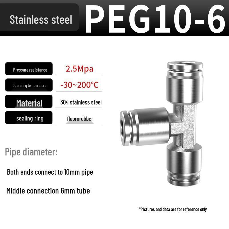 304 Stainless Steel Pneumatic Quick Connectors: High-Pressure Resistant Straight Reducer and Quick Connect Tee
