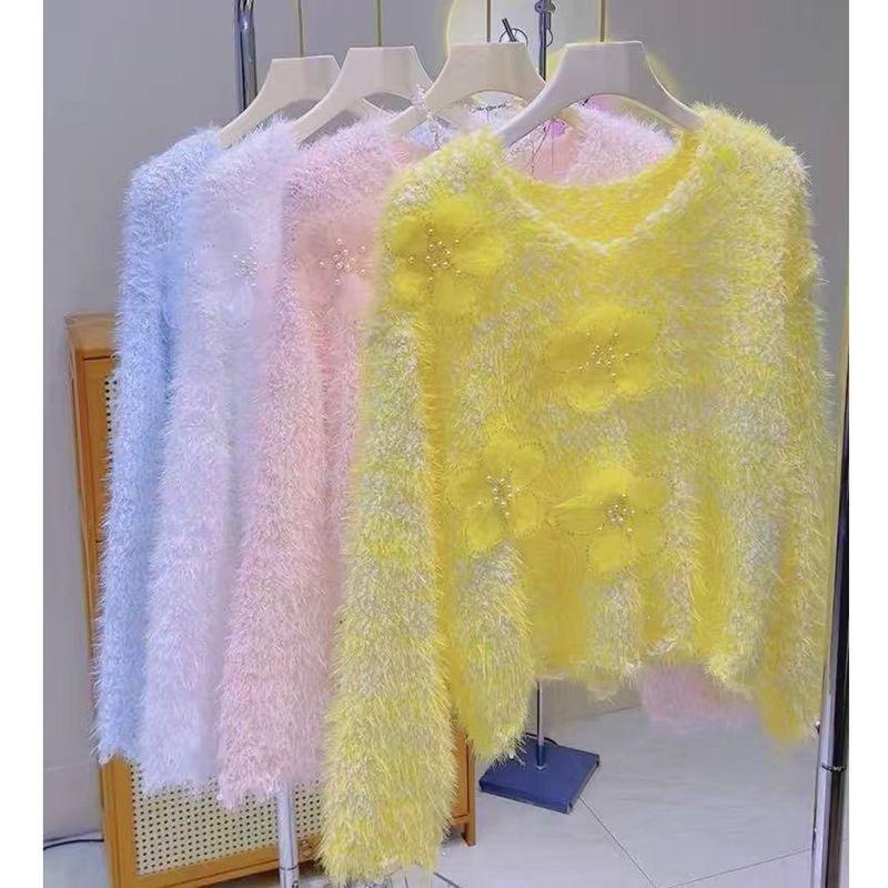 Women's Soft Knit 3D Floral Sweater - Gentle, High-End Style for Autumn/Winter