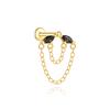 AIDE 1PC Black Rutilated Quartz Flat Head Threaded Puncture 925 Silver Earring For Women Gleaming Rainbow Zircon Studs
