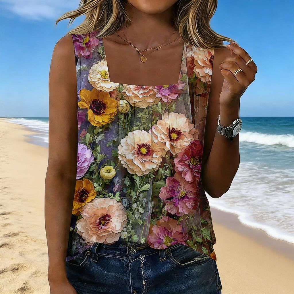 Women's Fashionable Casual Vintage Print Tank Top