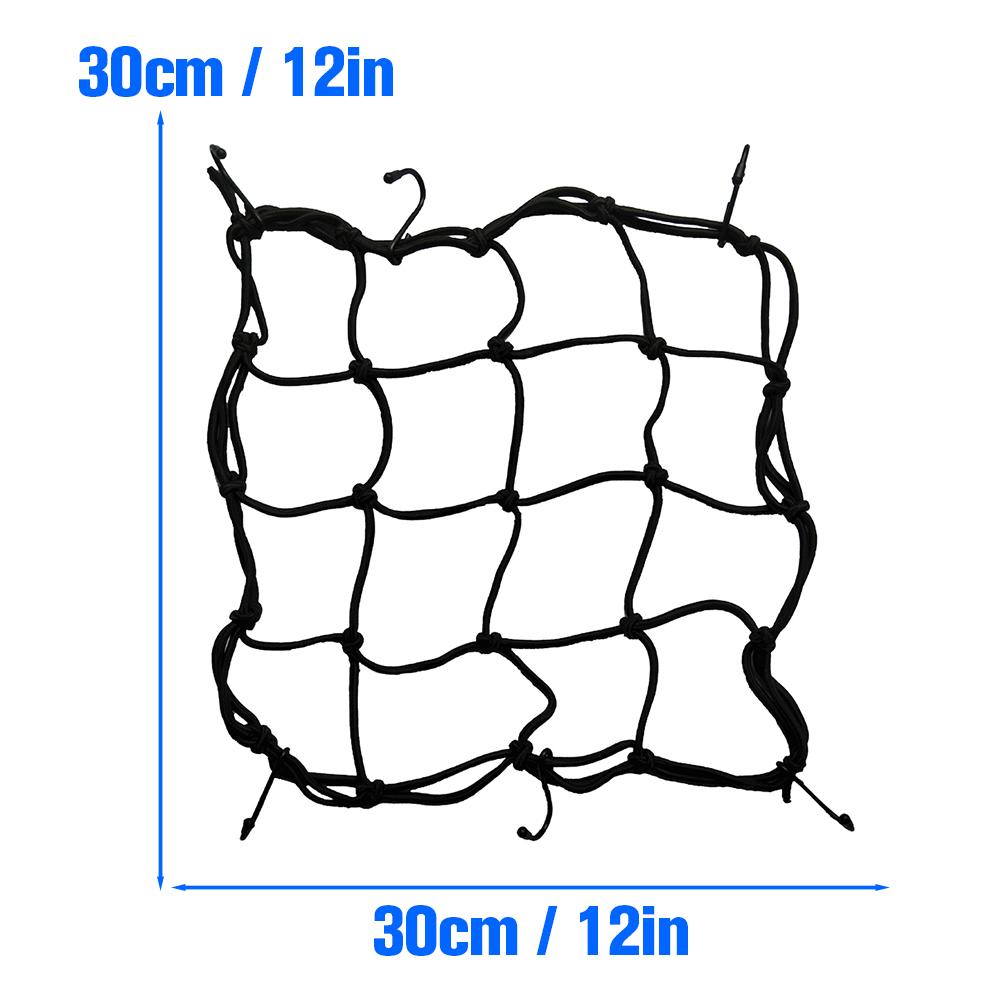 Adjustable Motorcycle Elastic Luggage Net With Hooks: 30x30cm Sizes For Cargo/Helmet Fixing Mesh – Also Fits Bike Fuel Tanks