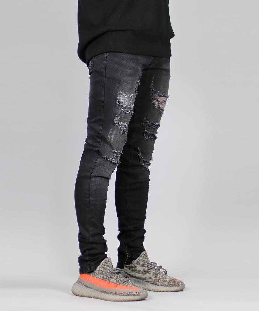 Haipeodenim Black Gao Zipper Jeans