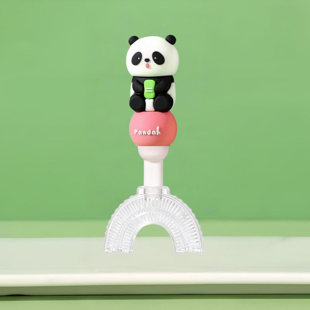Panda-Themed Silicone U-Shaped Toothbrush with Soft Bristles for Children Ages 1-12