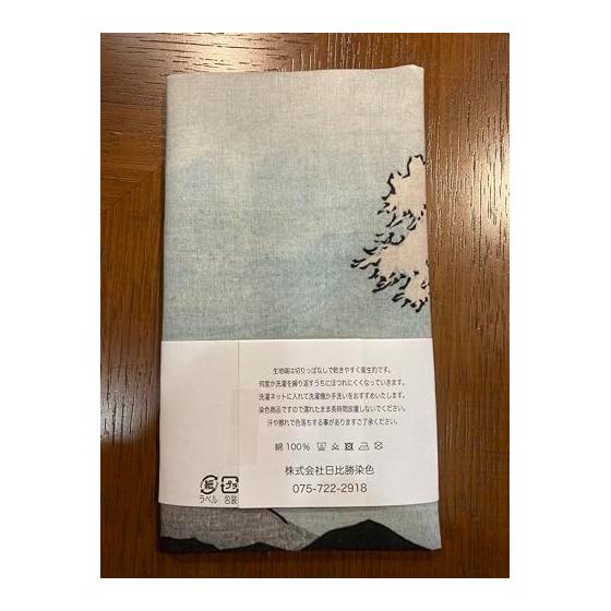 Ukiyo-e Tenugui Towel - Hiroshige Utagawa's Thirty-six Views of Mount Fuji: "The Sea of Suruga, Satomi" - 100% Cotton, Japan, Premium Tokuoka Cotton,