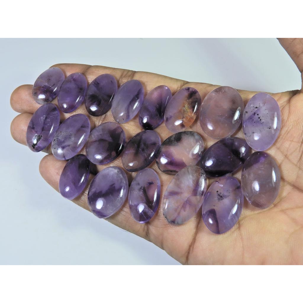 320Cts. Natural Amethyst Lace Agate Oval Cabochon Loose Gemstone 20 Pcs Lot C-2868
