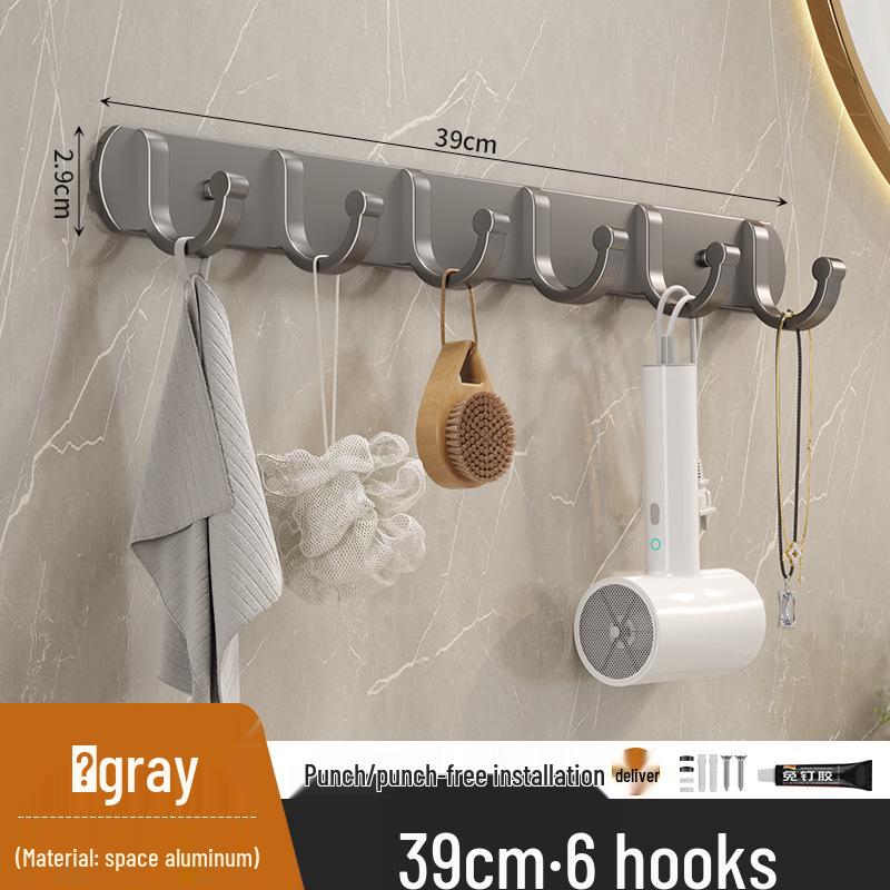 Porte-manteau mural en aluminium et étagère organisatrice avec crochets