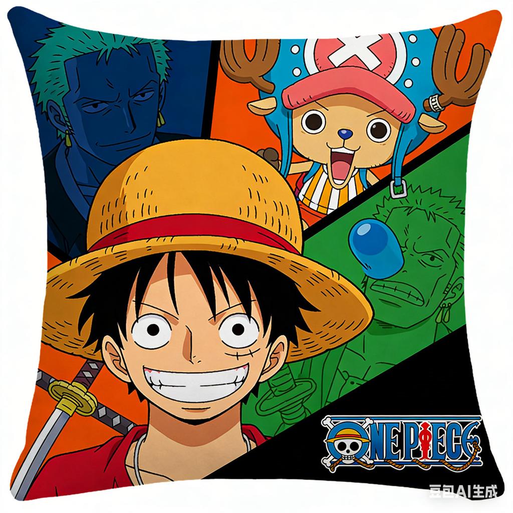 Federa Cuscino One Piece Stampa Personaggio Preferito Fan Anime Federa Decorativa per Camera da Letto Soggiorno e Appassionati di Anime
