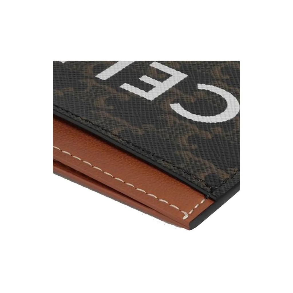 CELINE Triomphe Classic Monogram Canvas with Full-Printed Letter Logo Canvas and Lambskin Combination Card Holder Women's Brown