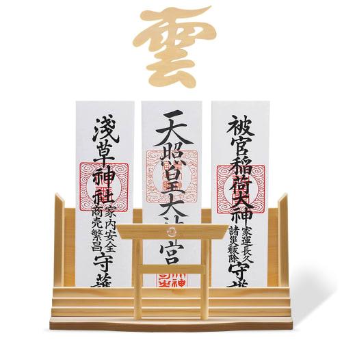 Tonbobo Shinto Shrine Torii Shrine [Shinto Shrine, Crystal, and Cloud Board Set] Amulet Holder, Natural Wood, Lightweight, Stylish White Pine, Wall-Mo