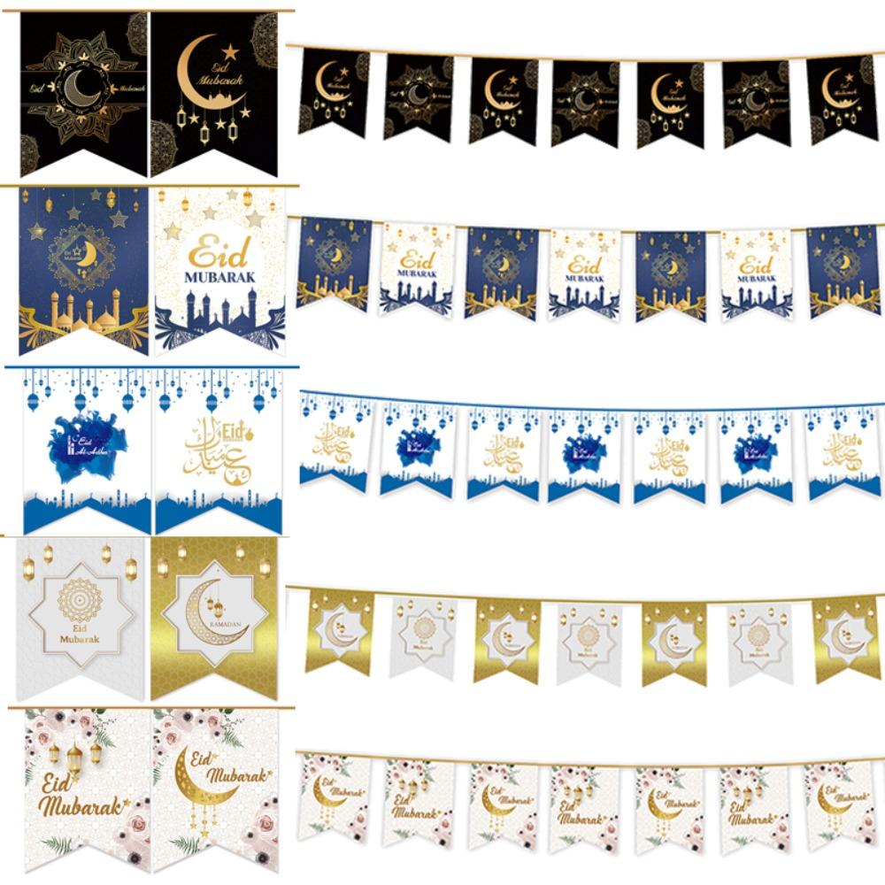 

Золотая звезда Рамадан Исламский Мусульманский Карим Diy Al-Fitr Баннер Гирлянда Флажок Праздничные принадлежности B