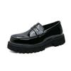 Small Thick-soled High-rise FootPairs for Young People Sporting Loafers Black Styleable Gentle DailyWear Leather FootPairs