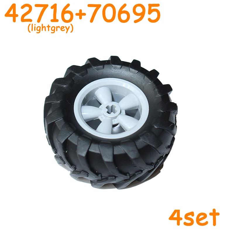 Non-Toxic 56145 42716 55978 15413 70695 Tire Wheel Cross Hole Set Car Truck Wheels Hub Technical Bricks Moc Motorcycle Building Blocks