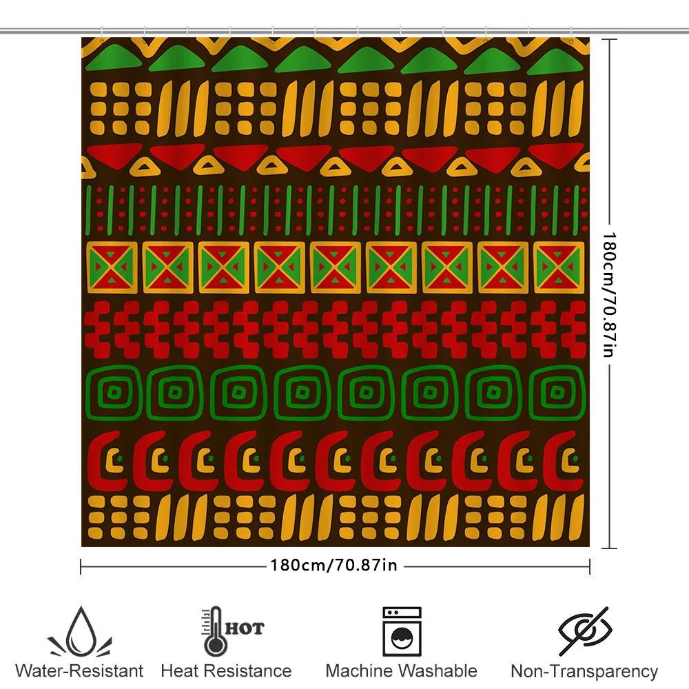 Unique African-Inspired Bathroom Decor Shower Curtain With Geometric Patterns Perfect For Your Home'S Ethnic Touch!