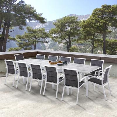 Garden Furniture Set ModuloWood T 8/12 + F 12 Glass Decorative Wood White Wilsa Garden