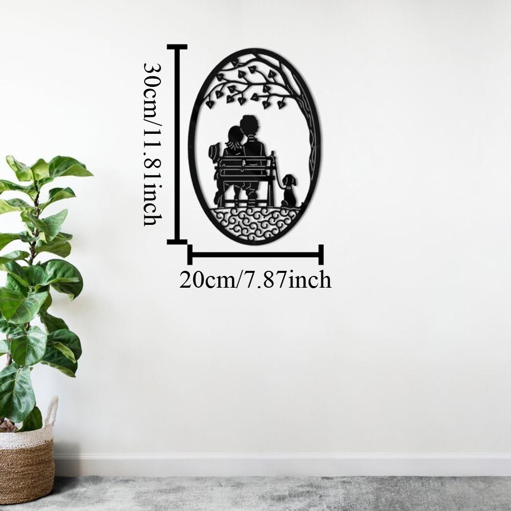 

Metal Bench Couple Sculpture, Dog Memorial Wall Art, Home Decor 12in чёрный
