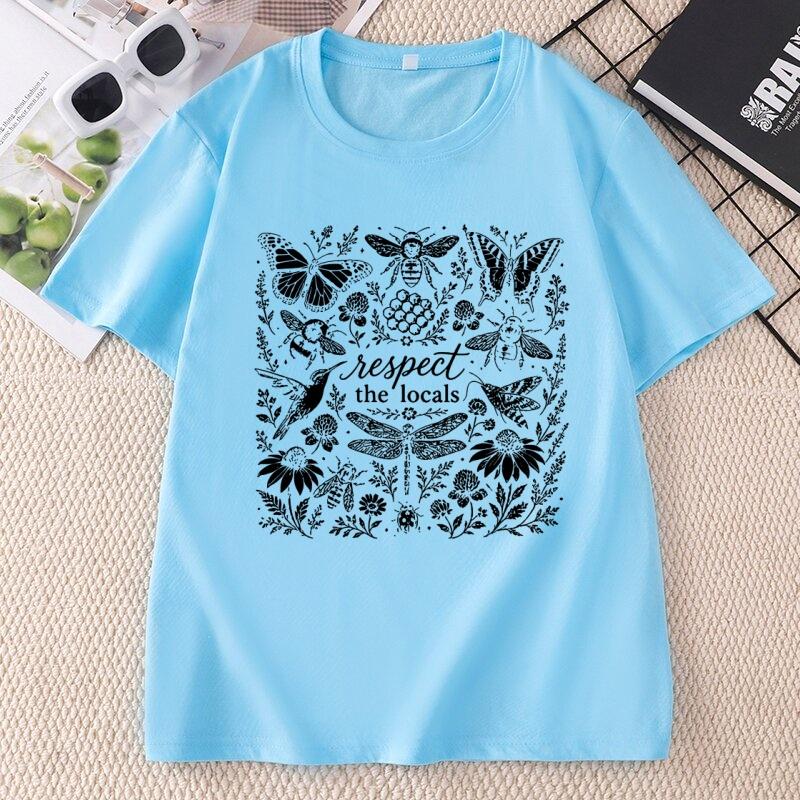Respect The Locals TShirt for Unisex Unisex Save The Bees Tee Nature Lover Butterfly Gardener Printed T Shirts Unisex Clothing