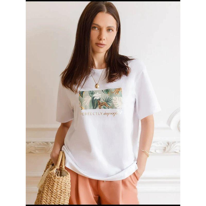 Loose Printed T-shirt Western Style New Fashion Loose Casual Print Short sleeve Cotton T-shirt Top