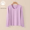 Women's Pure Cotton Long Sleeve Knit Top - Medium Thickness, Warm Autumn/Winter Base Layer, Thermal Cotton Wool Sweater