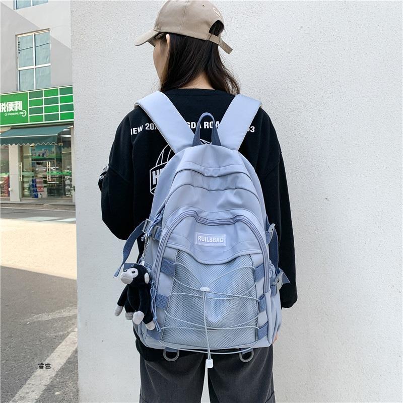 Personality Trend Cross Rope School Bag Female College Student Korean Version Versatile Backpack Japanese College Style Backpack Female