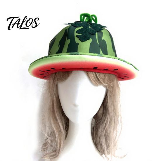Creative Watermelon Print Cap Party Hat, Wide Brim Sun Visor for Costume Parties, Playful Summer Beach Hat Lightweight Elastic Unisex Headwear