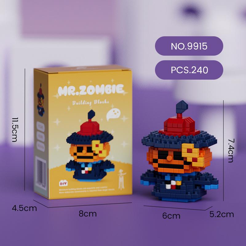 Zombie Mikro-Bausteine Halloween Katze Panda Kürbis Zusammengebautes Puzzle Modell Mini Ziegel Figur Spielzeug für Kinder Geschenke