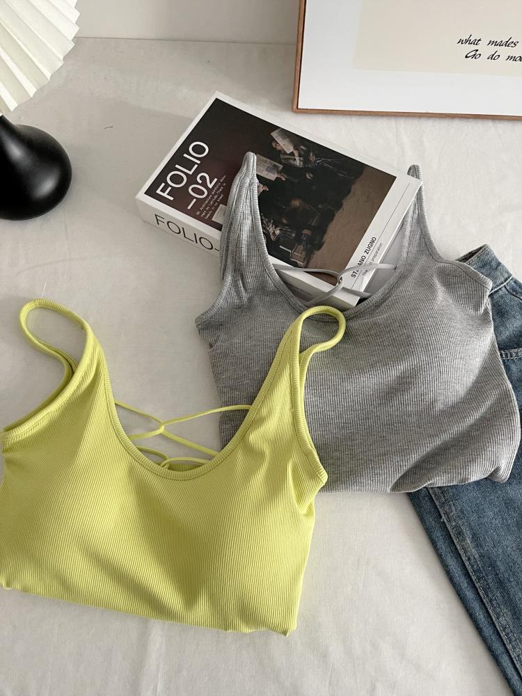 Women's Spring Cross Strap Backless Egg Collar Slimming Camisole 7031