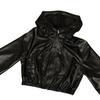 Women's European Hooded Leather Jacket & Shorts Set - Long Sleeve Casual Autumn/Winter Fashion Outerwear.