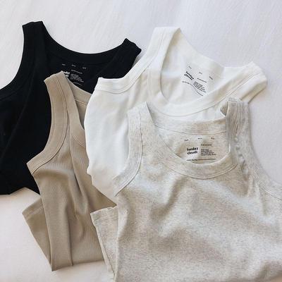 Women's Slim Fit Ribbed Cotton Camisole: Breathable, Elastic, Cropped Sports Vest for Summer