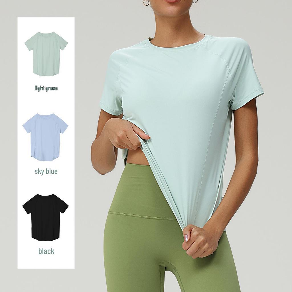 Plus Size Women's Quick-Dry Loose Fit Short Sleeve Running & Yoga T-Shirt