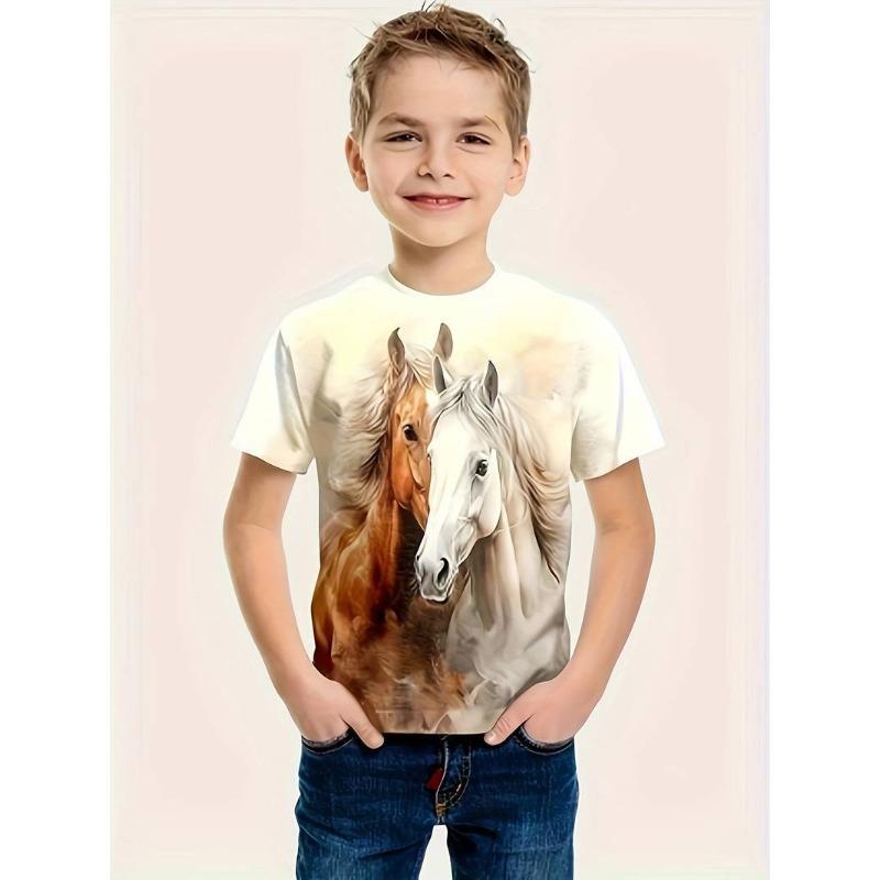 Ma Series 3D Digital Printed T-shirt Short Sleeved Unisex Summer Round Neck Top