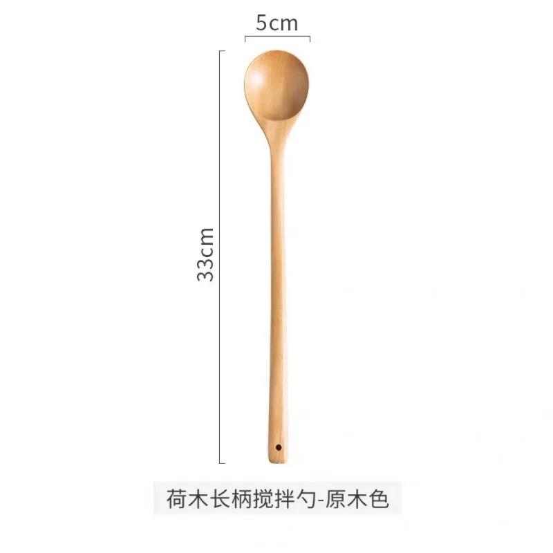 Long Wooden Stirring Spoon Natural Wood Soup Tableware Cooking Honey Coffee Spoon Mixing Spoon