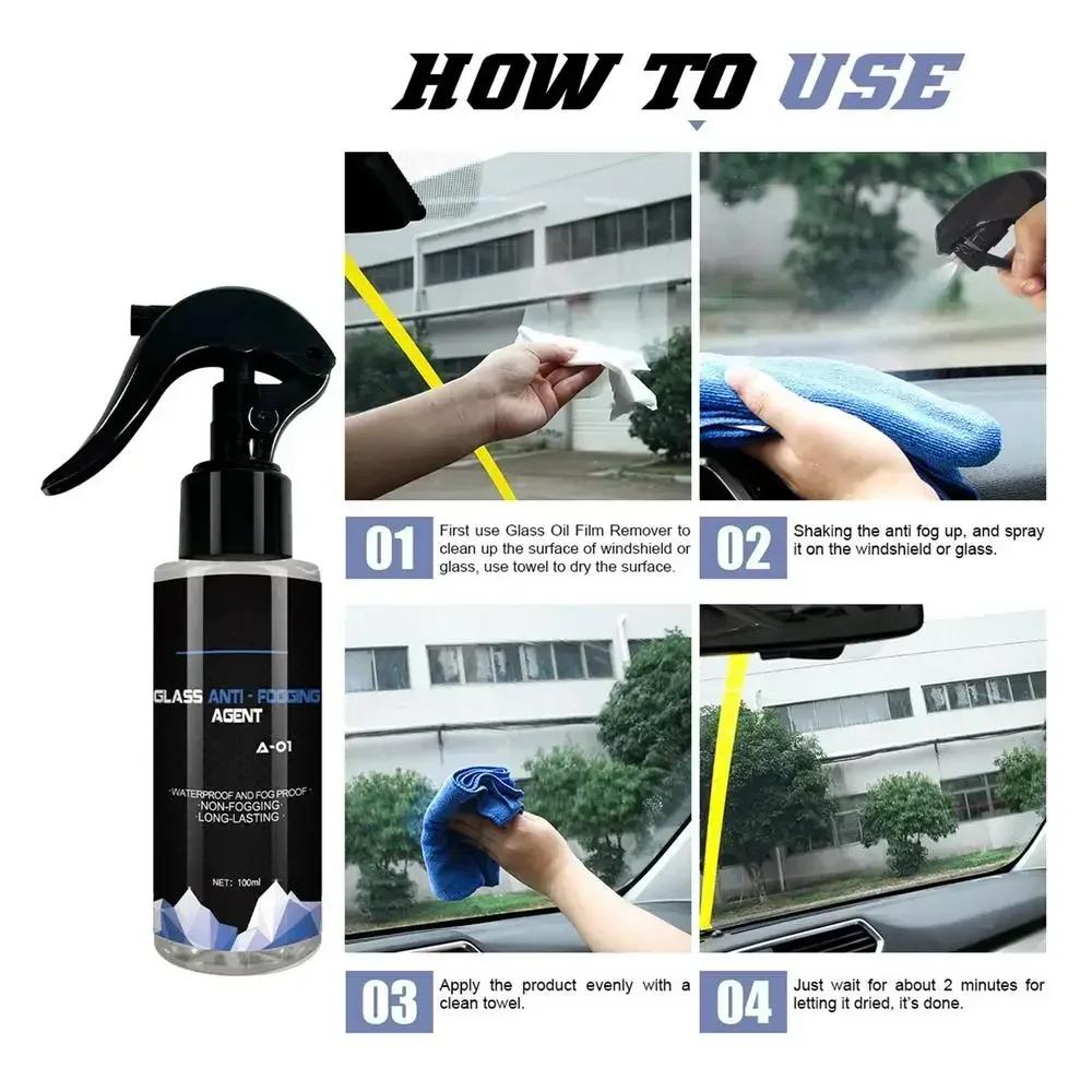 100ml Car Anti-fog Spray - Glass Coating Agent Windshield Defogging Cleaner