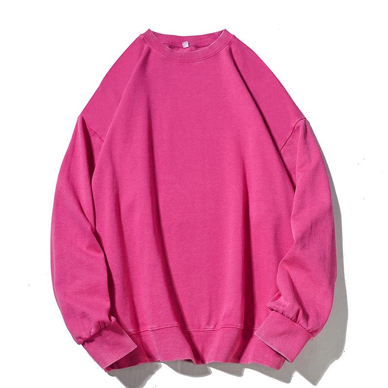 Men's 350g Vintage Washed Long Sleeve T-shirt - Lightweight Round Neck Casual Base Layer for Spring & Autumn.