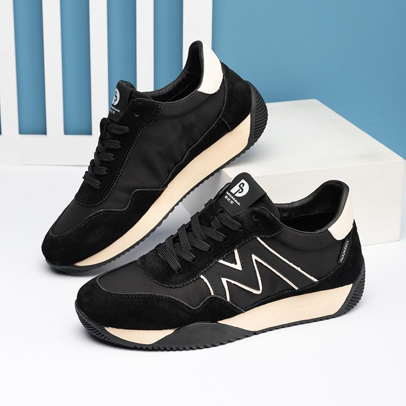 Men's Shoes 2025 Direct Supply Spring and Autumn Casual Men's Shoes Leather Cloth Splicing Forrest Gump Shoes Trend Versatile Breathable Sports Shoes