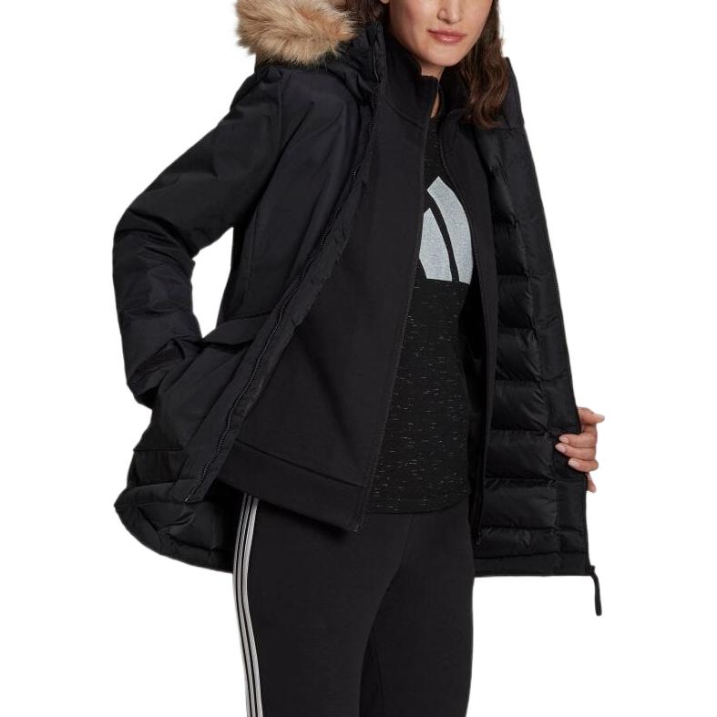 Adidas Utilitas Outdoor Sports Hooded Parka Jacket Women Outerwear Black GT1707