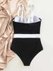 Sexy Push Up One Piece Swimsuit Colorblock Swimwear Women  Underwire Bodysuit Female Bathing Suit New Swimming Suit