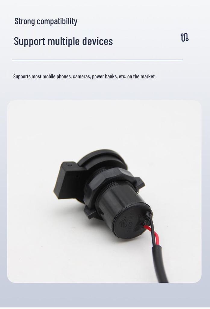 Electric Vehicle USB Charging Plug with Flip-Cover, 12V Round Socket Charger
