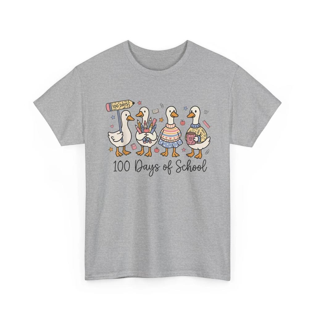 100 Days of School Ducks Cute Goose Teacher 100th Day Kids T-Shirt