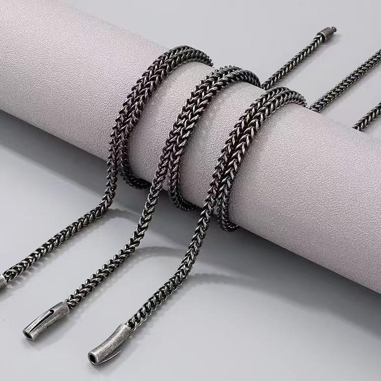 Retro Stainless Steel Dragon Bone Chain Necklace & Bracelet Set for Men