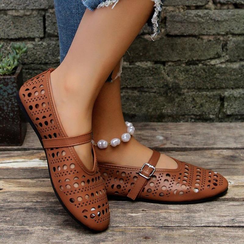 Summer Hollow Ladies Shoes  New Casual Fashionable Women's Closed Toe Sandals Soft and Comfortable Ballet Flat Shoes