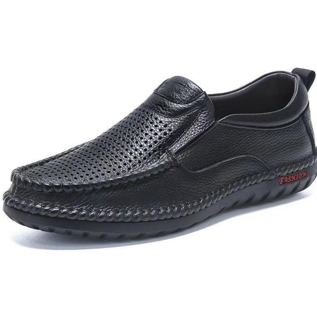 Fashion Men Casual Leather Shoes High Quality Cowhide Business Shoe Summer Hollow Out Breathable Driving Shoes for Men Loafers Moccasins