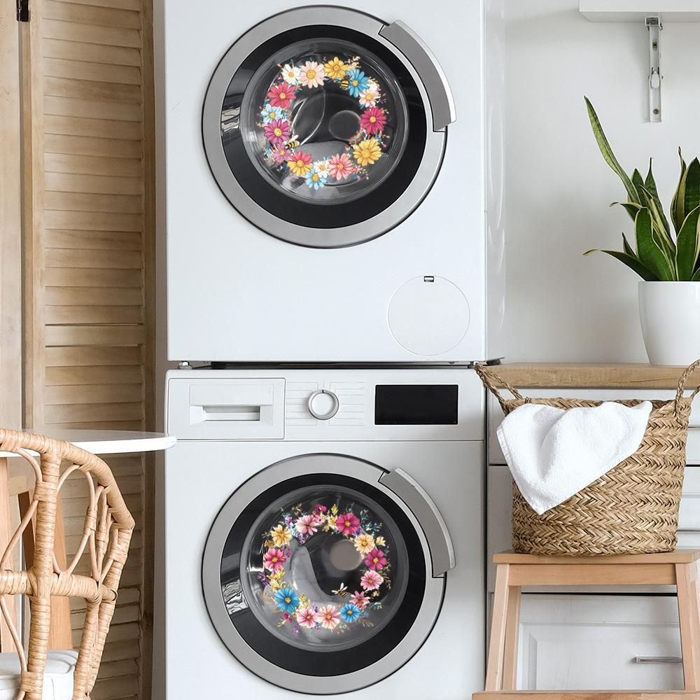 2 Pcs Painted Garlands Laundry Room Bathroom Home Background Landscaping Decoration Wall Stickers