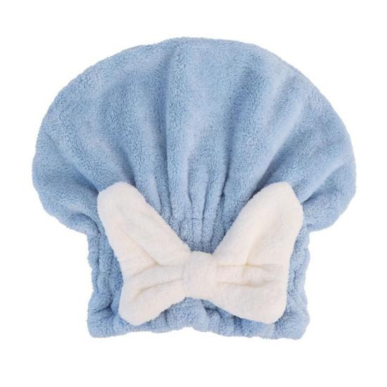 Absorbent Hair Drying Cap Quick Dry Microfiber Hair Towel Wrap Shower Cap Wet Hair Drying Turban with Bow Tie for Women Girls