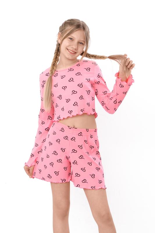 Girls Loungewear Set with Crop Top and Shorts, Summer 6497-097 HC
