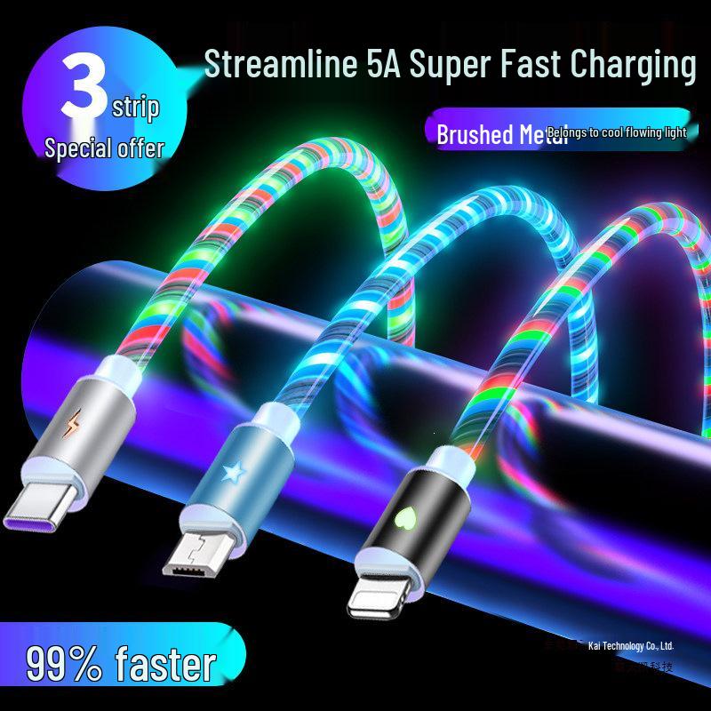 5A Fast Charging Rainbow Data Cable for Apple, Android, Type-C, Huawei, Oppo, Xiaomi, Vivo