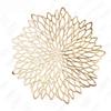 Placemats, Gold Vinyl Metallic Round Hollow Leaf Shape Place Mats, Heat-Resistant Non-Slip Washable PVC Table Mats Stain Resistant Placemat for